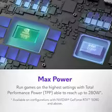 Intel Core Ultra 9 275HX, NVIDIA GeForce RTX 5080 Graphics, 32GB 2x16GB DDR5, 2TB NVMe M.2 PCIe Gen5 SSD, 2MP FHD IR Camera