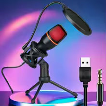 Professional Condenser Microphone Kit, RGB Lighting & Tripod Stand, Perfect for Streaming, YouTube, Podcasts & Recording