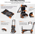330LBS Folding Hand Truck, 4-Wheel & 2-Wheel Convertible Dolly Cart with Retractable Handle, Heavy Duty for Moving